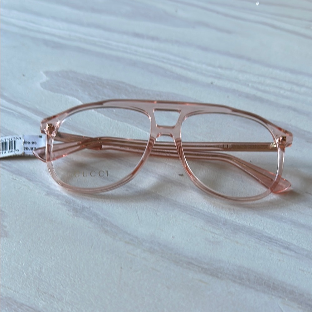 Gucci Pink Transparent Aviator Glasses